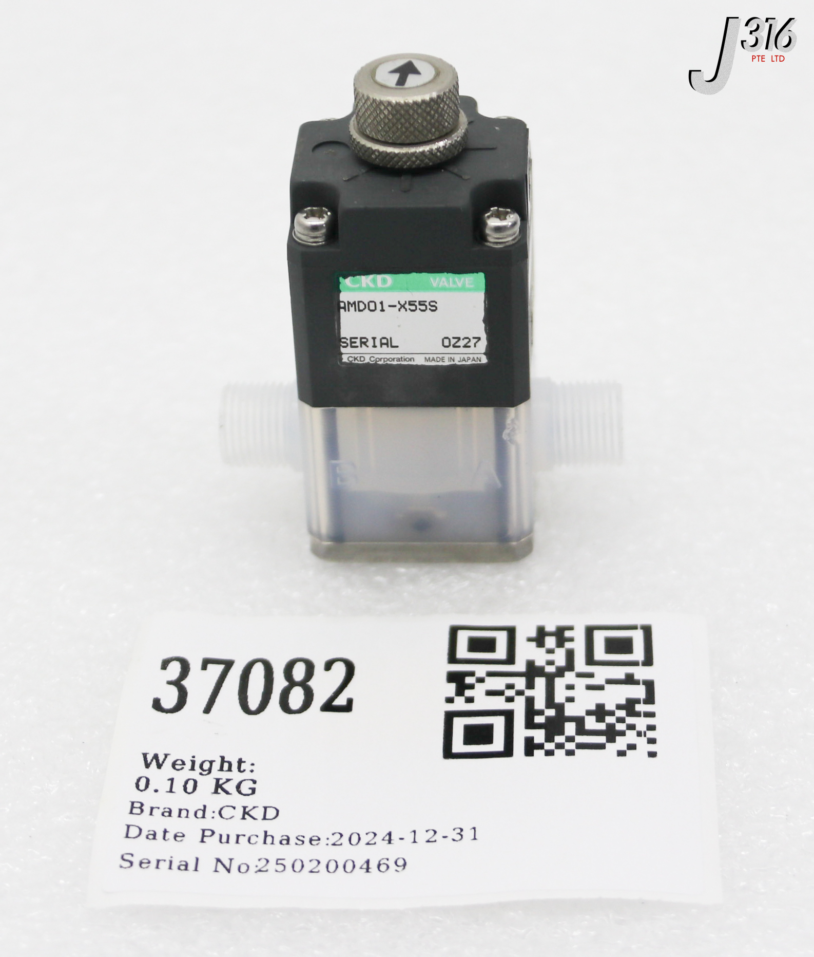 37082 CKD PNEUMATIC ACTUATED CHEMICAL RESISTANT VALVE AMD01-X55S